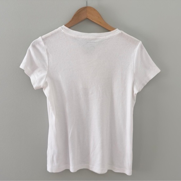 croft & barrow White Embroidered Short Sleeve Henley Tee - Picture 2 of 2